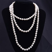 (18 Beige)occidental style fashion beads chain mixed color glass imitate Pearl long necklace long multilayer sweater ch