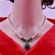 (green  water drop necklace)natural Pearl necklace beads Korean style temperament clavicle chain woman pendant gift