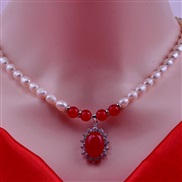 (red  Ellipse necklace)natural Pearl necklace beads Korean style temperament clavicle chain woman pendant gift