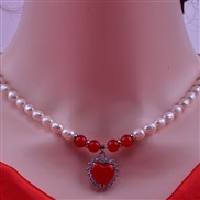 (red love  necklace)natural Pearl necklace beads Korean style temperament clavicle chain woman pendant gift