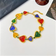 (1  necklace  Colorlove )medium diamond color geometry love necklace woman retro clavicle chain high