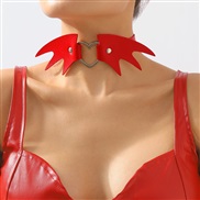 ( red)occidental style wind chain Collar  Street Snap trend punk windPU Peach heart necklace