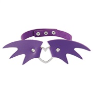 (purple)occidental style wind chain Collar  Street Snap trend punk windPU Peach heart necklace