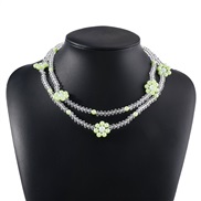 ( green) fashion sweet wind chain  brief samll handmade Pearl flowers necklace woman