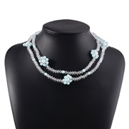 ( blue) fashion sweet wind chain  brief samll handmade Pearl flowers necklace woman