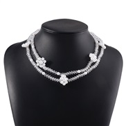 ( white) fashion sweet wind chain  brief samll handmade Pearl flowers necklace woman