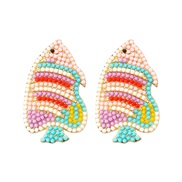 ( Pink)exaggerating Alloy beads samll earrings personality creative animal tropical earrings