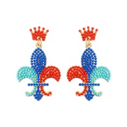 ( blue)occidental style earrings personality exaggerating three color handmade beads samll Earring