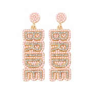 ( Pink) occidental style Alloy diamond earrings WordRIDE bride wedding Earring woman