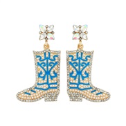 ( Style 1 blue)occidental style Earring exaggerating creative Alloy beads earrings personality temperament Earring