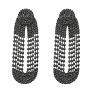 ( black)super claw chain exaggerating occidental style earrings Rhinestone fully-jewelled Earring woman tassel banquete