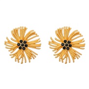 ( black)spring flowers earrings occidental style Earring woman Alloy diamond flowers exaggerating ear studearrings