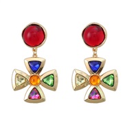 (red color )spring medium earrings flowers Earring woman Alloy Acrylic diamond occidental style earringearrings