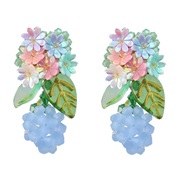 ( Blue color)spring occidental style earrings flowers Earring woman resin flowers leaves elegant temperament ear stud