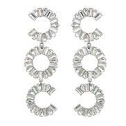( Silver)super colorful diamond occidental style earrings woman fully-jewelled Earring exaggerating Word Round long sty