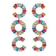 ( Color)super colorful diamond occidental style earrings woman fully-jewelled Earring exaggerating Word Round long styl