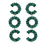 ( green)super colorful diamond occidental style earrings woman fully-jewelled Earring exaggerating Word Round long styl