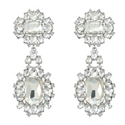 ( Silver)super colorful diamond exaggerating occidental style earrings Rhinestone fully-jewelled earring Alloy diamond 