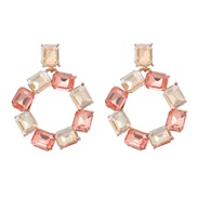 ( Gold)earrings occidental style colorful diamond earrings Round Earring woman Alloy diamond fully-jewelled geometry ea