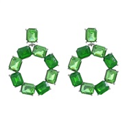 ( green)earrings occidental style colorful diamond earrings Round Earring woman Alloy diamond fully-jewelled geometry e