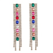 ( Color)earrings occidental style earrings exaggerating fully-jewelled Earring woman Alloy diamond square Rhinestone lo