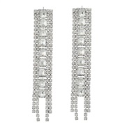 ( Silver)earrings occidental style earrings exaggerating fully-jewelled Earring woman Alloy diamond square Rhinestone l