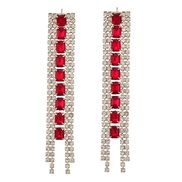 ( red)earrings occidental style earrings exaggerating fully-jewelled Earring woman Alloy diamond square Rhinestone long