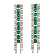 ( green)earrings occidental style earrings exaggerating fully-jewelled Earring woman Alloy diamond square Rhinestone lo