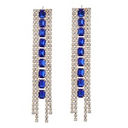 ( blue)earrings occidental style earrings exaggerating fully-jewelled Earring woman Alloy diamond square Rhinestone lon