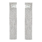 ( Silver)long style occidental style earrings square tassel Earring woman Alloy diamond Bohemian style trend
