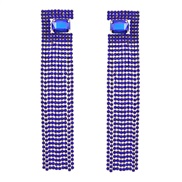( blue)long style occidental style earrings square tassel Earring woman Alloy diamond Bohemian style trend