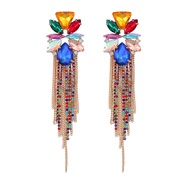 ( Color)earrings occidental style earrings flowers tassel Earring woman Alloy diamond long style
