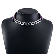 (purple)occidental style wind brief cortex splice chain Collar  personality punk Street Snap chain