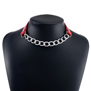 ( red)occidental style wind brief cortex splice chain Collar  personality punk Street Snap chain