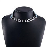 ( blue)occidental style wind brief cortex splice chain Collar  personality punk Street Snap chain