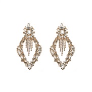 ( white)occidental style fully-jewelled earrings woman Alloy diamond Earring rhombus geometry exaggerating earrings