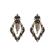 ( black)occidental style fully-jewelled earrings woman Alloy diamond Earring rhombus geometry exaggerating earrings
