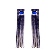 ( blue)occidental style fashion earrings wind super colorful diamond long style claw chain Rhinestone high woman tassel