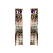 ( Color)occidental style fashion earrings wind super colorful diamond long style claw chain Rhinestone high woman tassel