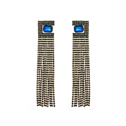 ( black)occidental style fashion earrings wind super colorful diamond long style claw chain Rhinestone high woman tassel
