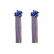 ( blue)occidental style fashion personality temperament long style Alloy claw chain tassel earrings exaggerating geomet