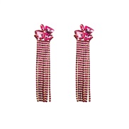 ( rose Red)occidental style fashion personality temperament long style Alloy claw chain tassel earrings exaggerating ge