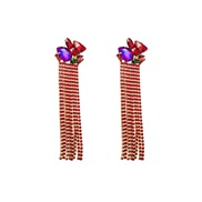 ( red)occidental style fashion personality temperament long style Alloy claw chain tassel earrings exaggerating geometr