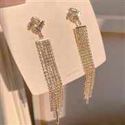 (A627gold ~ Silver needle)Korean style long style unique tassel earrings diamond personality exaggerating Ladies earrin