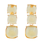 (yellow )exaggerating occidental style earrings geometry earring woman multilayer square Alloy resin