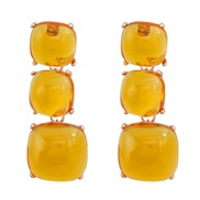 ( yellow)exaggerating occidental style earrings geometry earring woman multilayer square Alloy resin
