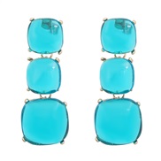 ( blue)exaggerating occidental style earrings geometry earring woman multilayer square Alloy resin
