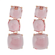 ( Pink)exaggerating occidental style earrings geometry earring woman multilayer square Alloy resin