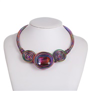 (color )occidental style wind medium handmade necklace clavicle chain aluminum glass resin chain