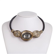 (gold  black)occidental style wind medium handmade necklace clavicle chain aluminum glass resin chain